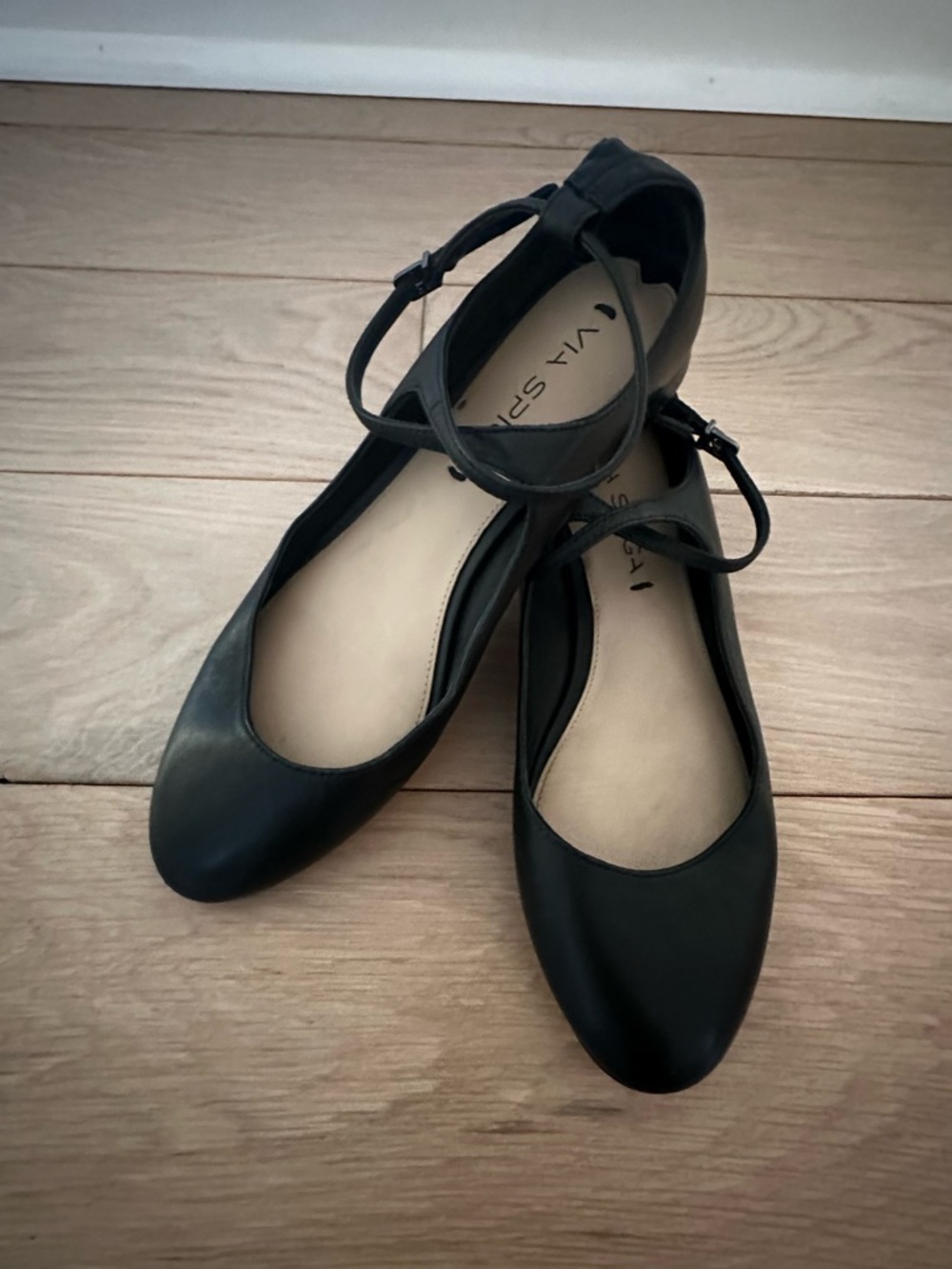 Vintage Via Spiga butter soft black leather ballet flats ankle strap size 6 - Picture 6 of 16